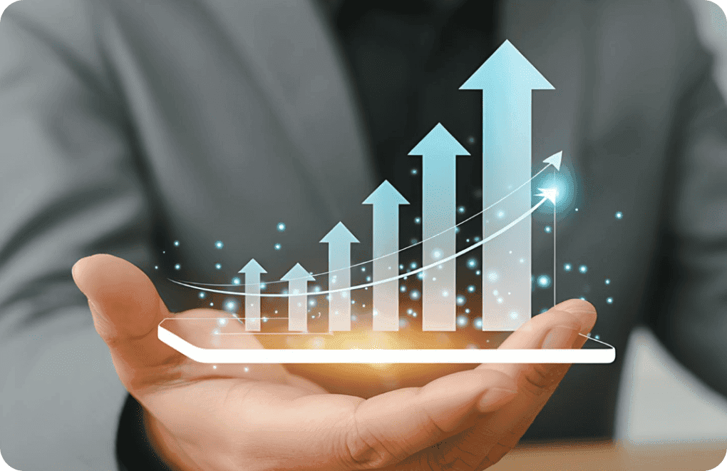 Business professional reviewing growth metrics