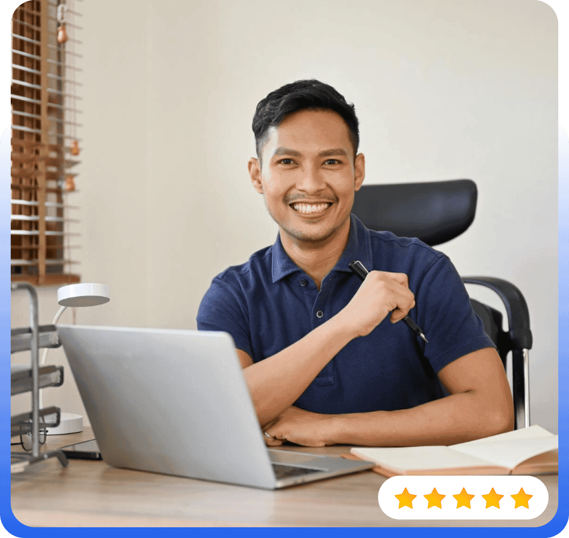 Professional Philippines-based staff member working at a desk